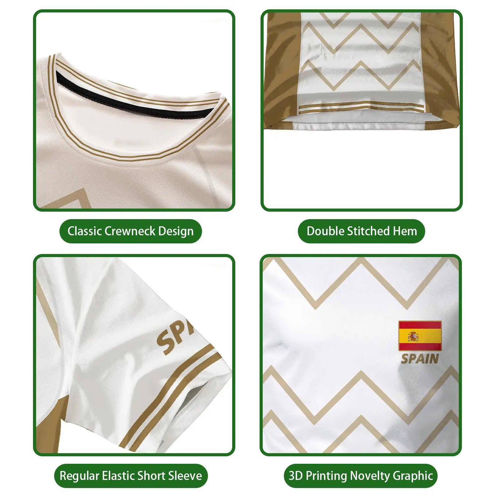 Spain Flag Graphic Jersey Fashion Geometric Print Quick-drying Football T-shirt Men Women Sports Training Casual Breathable Tops