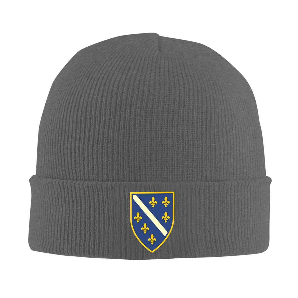Bosnia and Herzegovina Arms Beanie Hat – Unisex Vintage Knit Cap | Warm Soft Bonnet | Kpop Style Autumn Winter Hat with Bosnia Flag Design