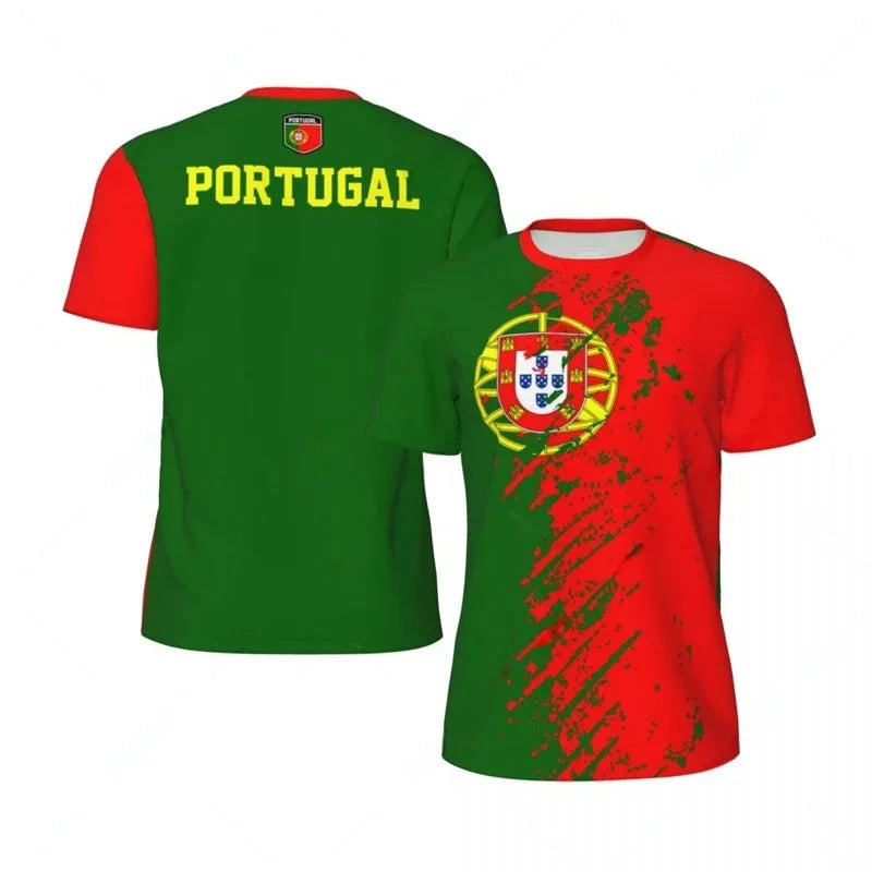 PORTUGAL Flag 3D Print Sports Quick-dry Breathable Men Women T-shirt Outdoor Football Jersey Team Club Short-sleeve Top Clothing