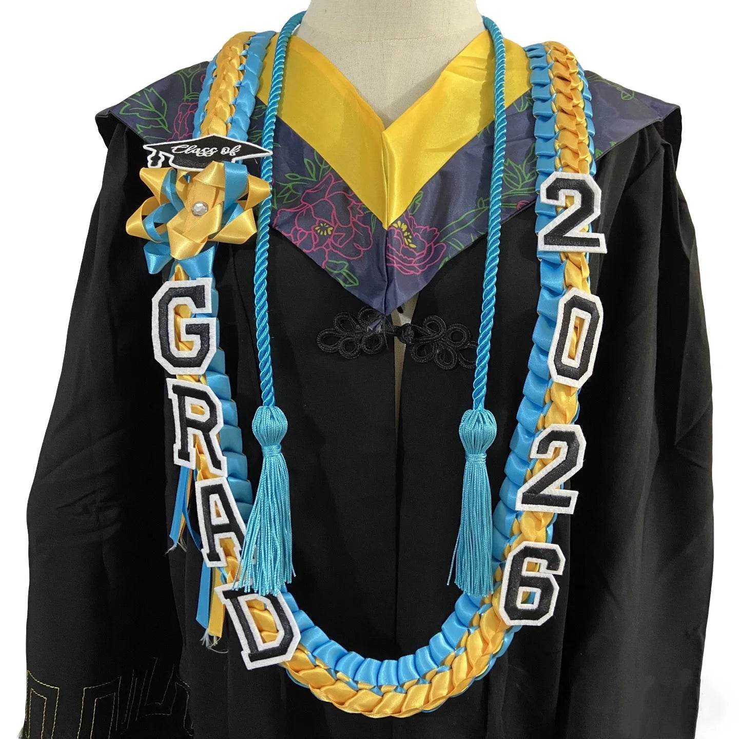 Floral Graduation Sash & Stole – Elegant Graduation Gown Sash for College & University Ceremonies