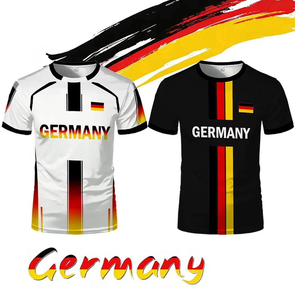 2026 New Germany Football Jersey Flag Print T-shirt Men Women Quick Dry Soccer Training Casual Streetwear Short Sleeve Sport Top