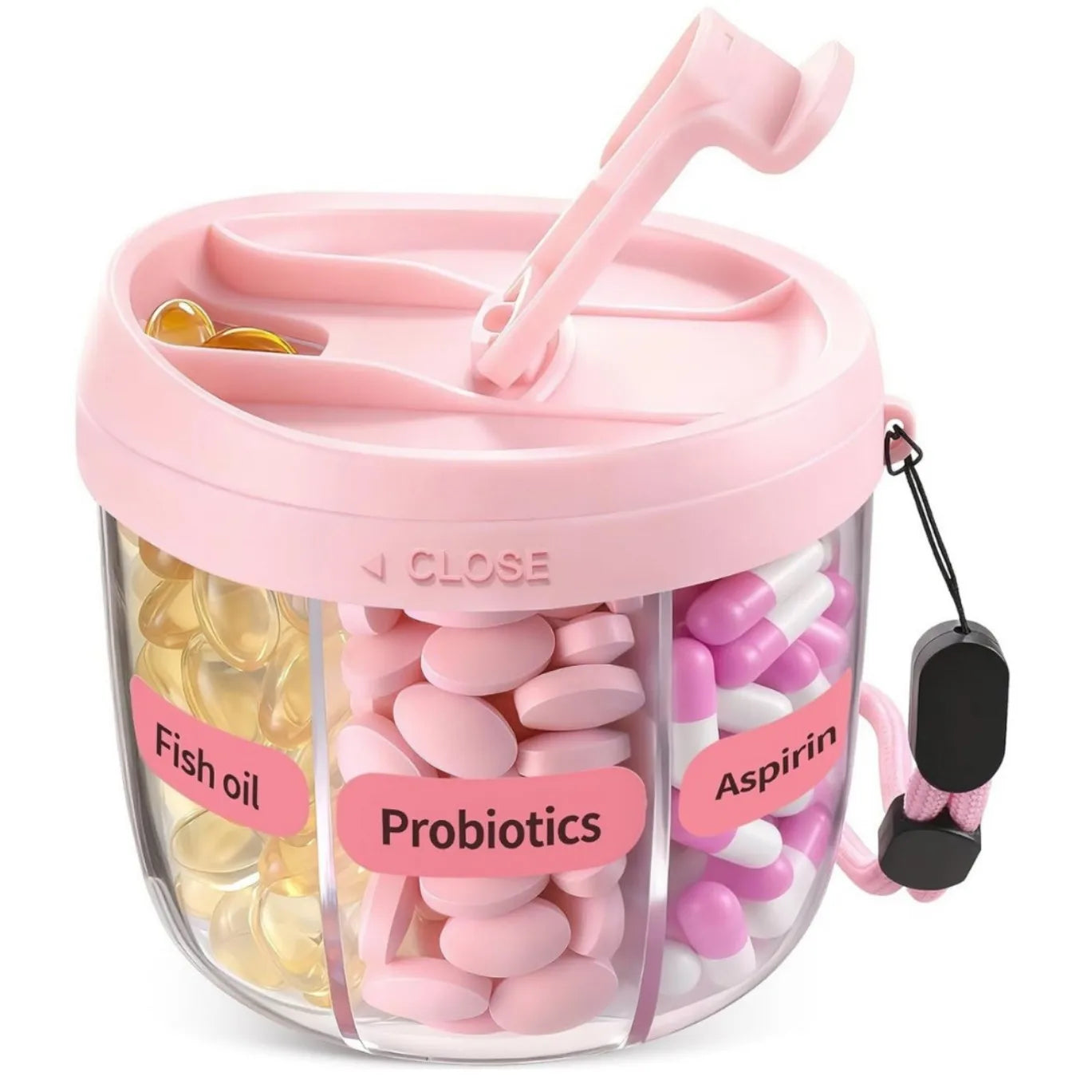 7 Compartment Pill Organizer with Anti Mix Design for Energy Boost Capsules and Vitamin Supplement Storage Box