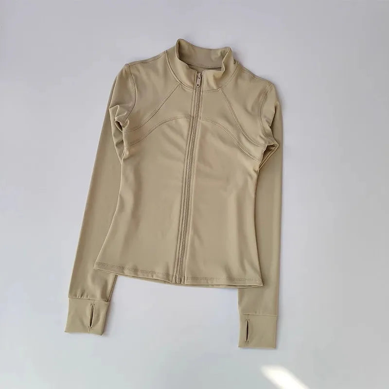 Women’s Sports Jacket Long Sleeve Quick Dry Gym Jacket Fitness Workout Running Training Zip Up Sportswear Coat