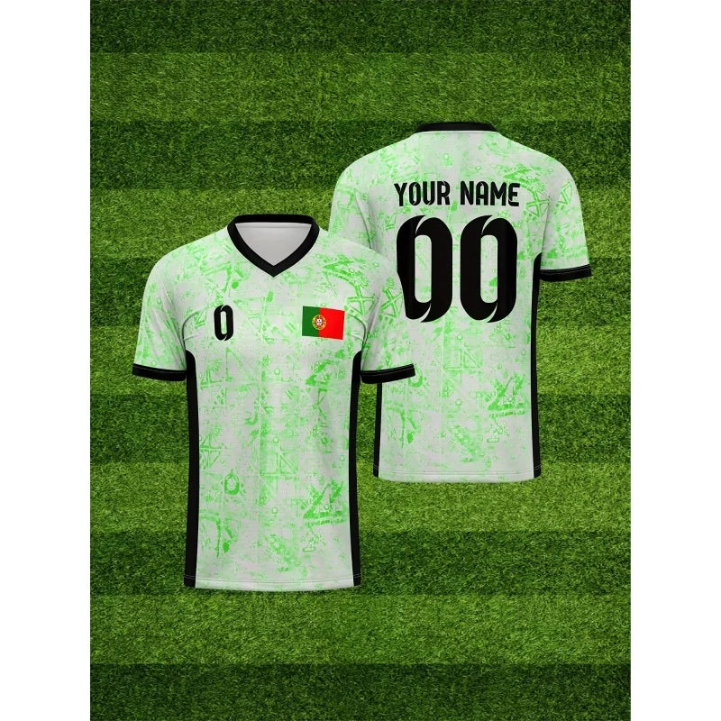 Portugal Jerseys Pattern T-Shirt For Men Football Customized 3D Printed Short Sleeve Top Summer Loose O-Neck T Shirts Sport Tees