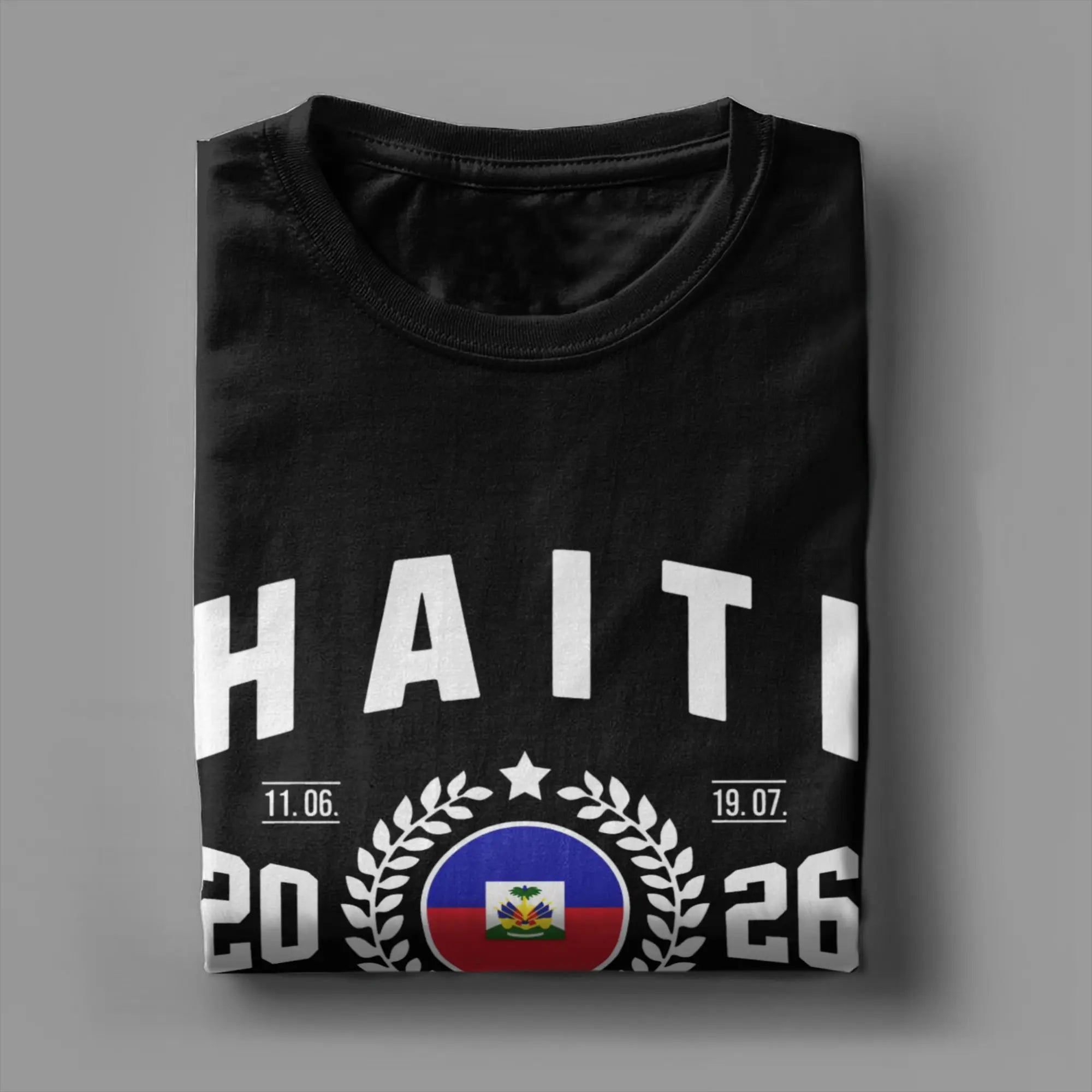 Haiti Football Supporter 2026 Badge T-Shirt  Hip Hop T Shirts Short-Sleeved Vintage Tshirt Summer Cotton Oversized Clothes