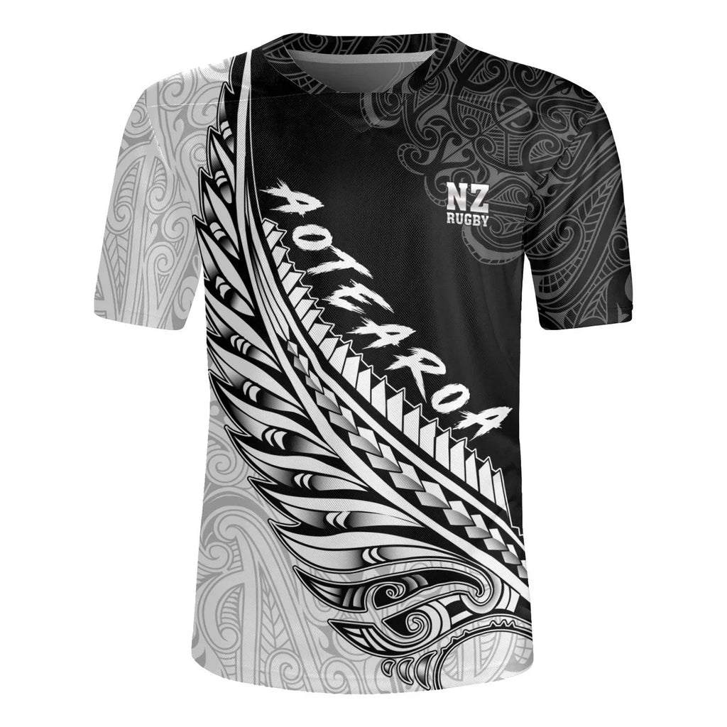 New Zealand Rugby-Jersey Silver Fern Flag Styles 3D Printed V Neck T Shirt NZ Jersey V-Neck T-Shirts Men Cool Short Sleeves Tees