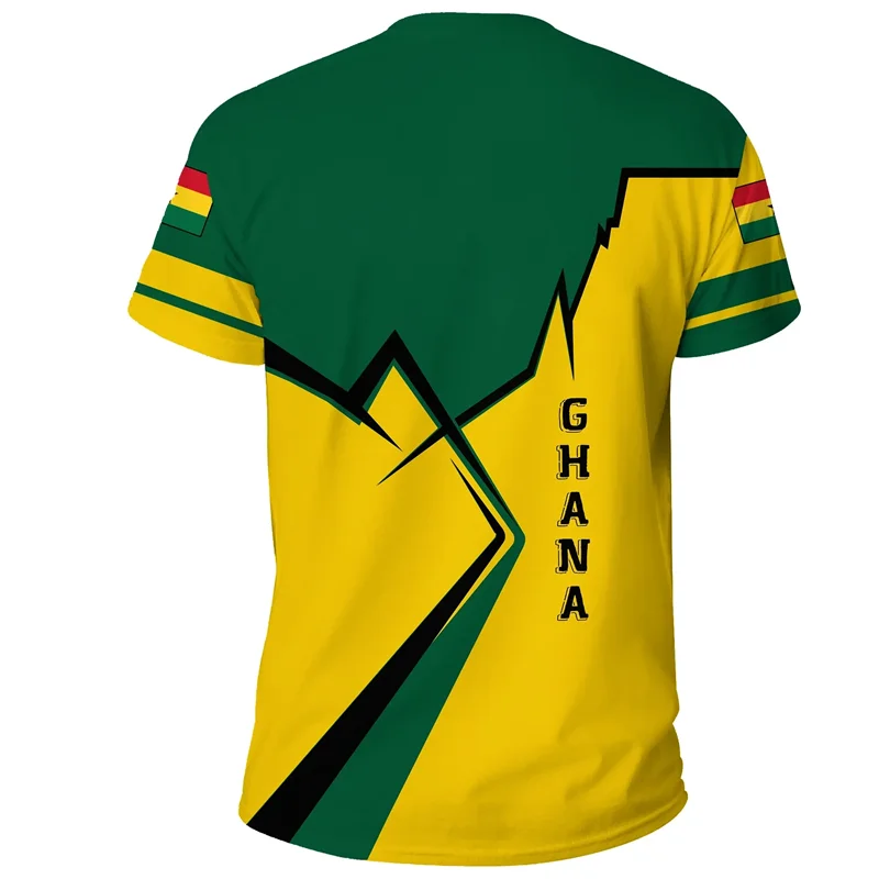 3D printed African Ghanaian flag and emblem pattern men's T-shirt, football team jersey, summer outdoor sports training top