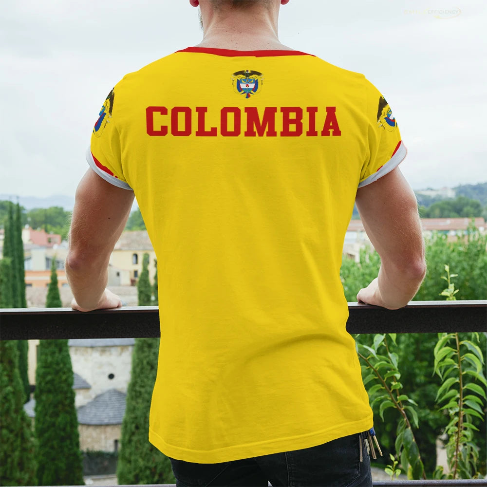 Colombia Flag Mens T Shirt Printed Colombian National Emblem Football T-shirts Round Neck 2024 Summer Casual Short-sleeved Tops