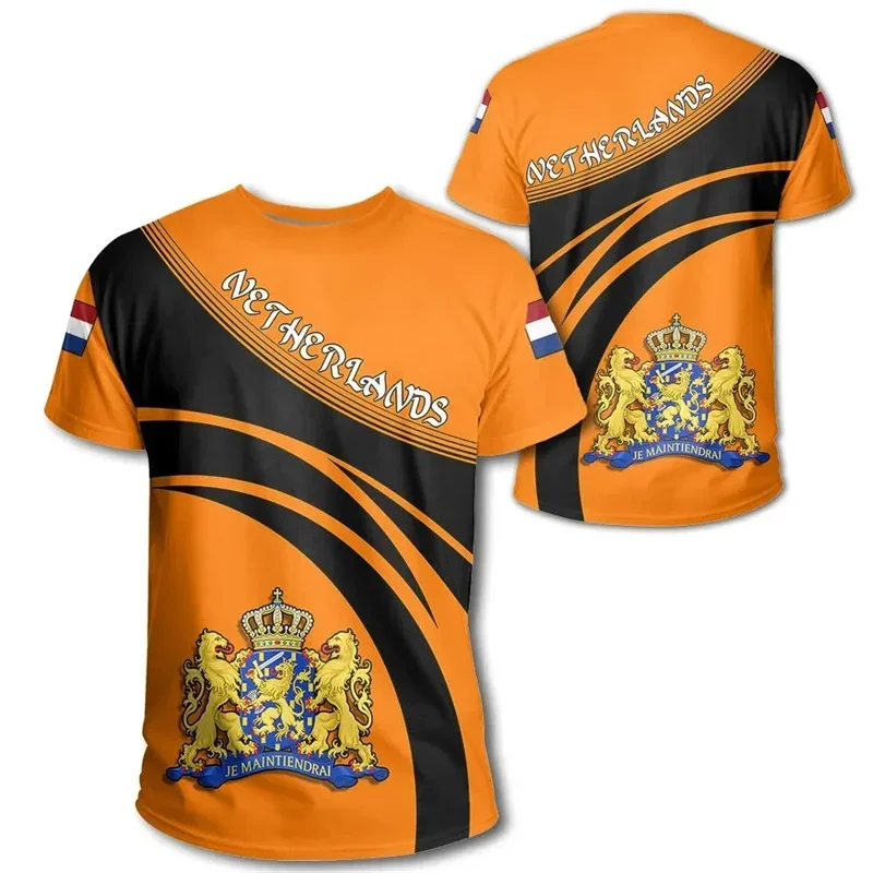 Team Shirt 2024 Football Jersey Netherlands Flag T Shirt Men 3D Printing Dutch T-Shirt Jersey Soccer Germany