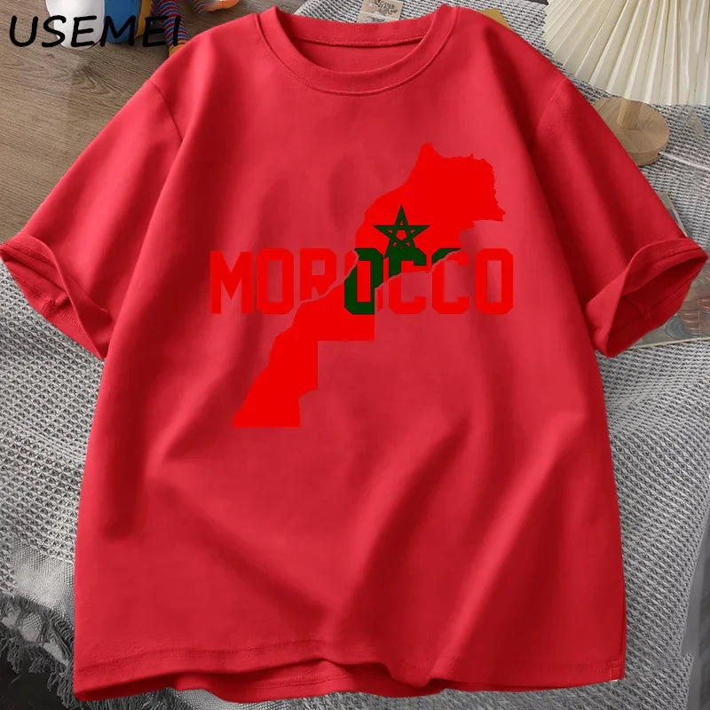 Morocco Flag Graphic T Shirts Men Cotton Short Sleeve Moroccan T-shirt Men's Printed T Shirt Male Clothes Streetwear