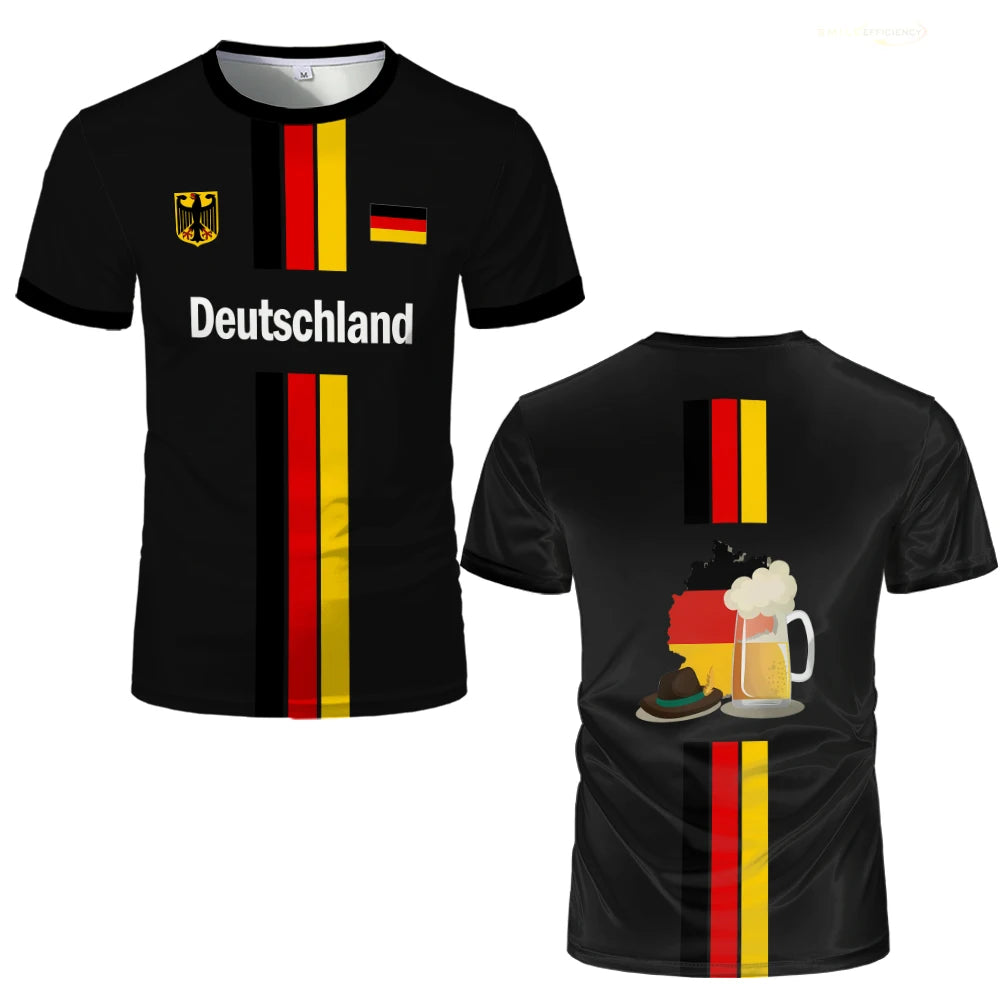 New Germany Football Jersey Summer Sports Breathable Quick-drying Men's T-shirt German Map Flag Kid's Short-sleeved Tees Gift