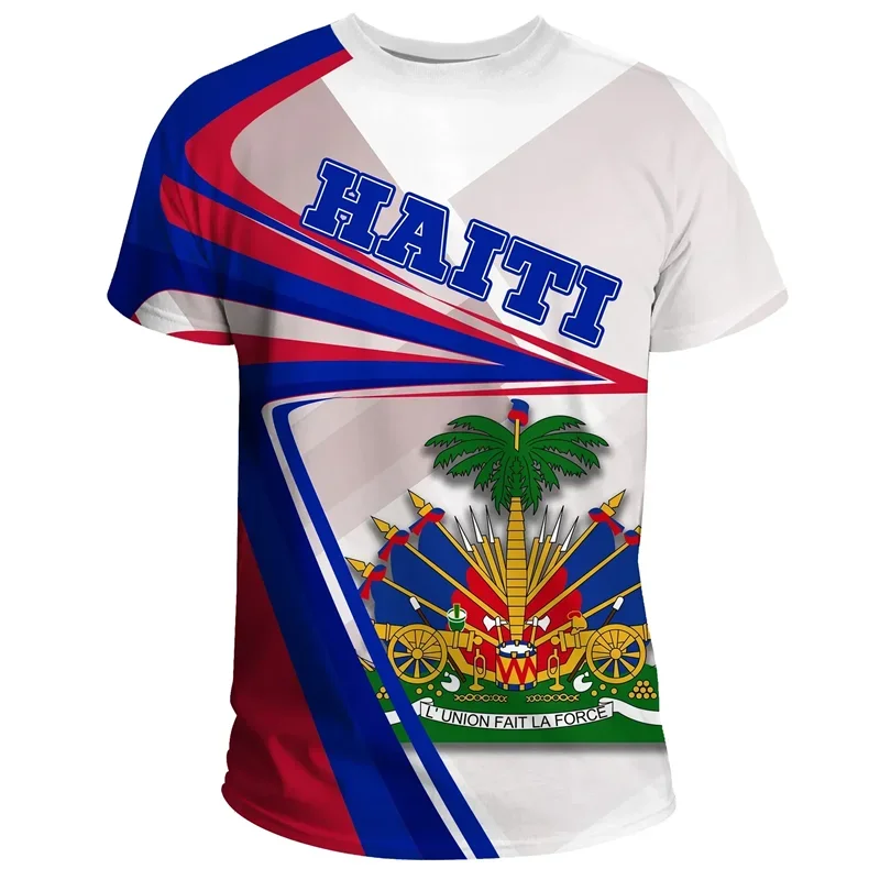 HAITI Flag 3D Print Sports Quick-dry Breathable Men T-shirt Outdoor Football Jersey Team Short-sleeve Parent-child Top Clothes