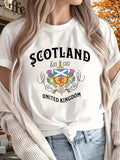 Women's Scotland 1707 United Kingdom Graphic T-Shirt Pure, Short Sleeve All-Season Casual & Sporty Top with National Emblem