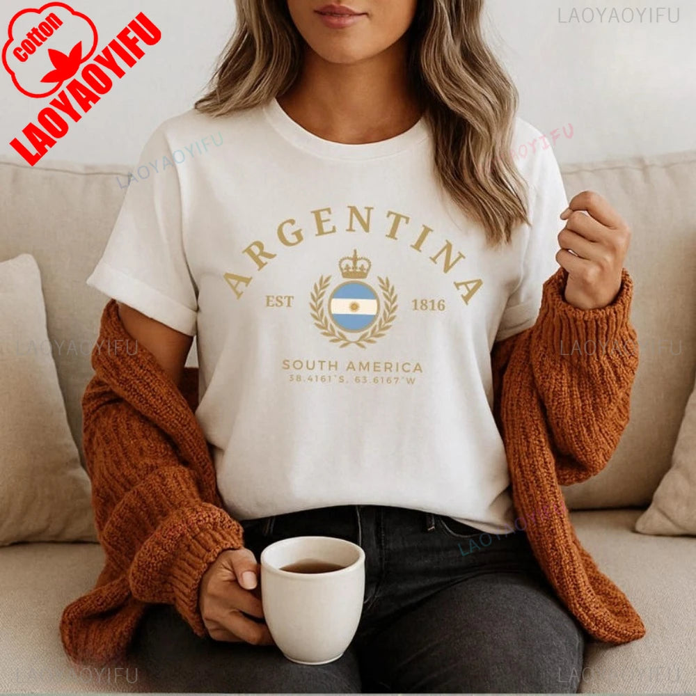 Argentina Vintage Style T-Shirt – Women’s Cotton Latin America Graphic Tee | Casual High-Quality Streetwear Top