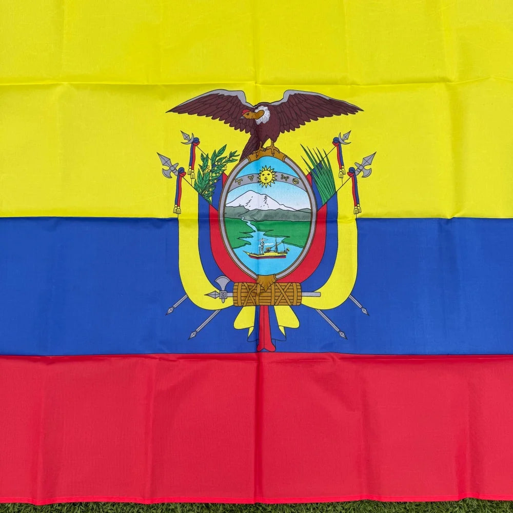 Ecuador Flag 150x90cm 3x5 FT Ecuadorian National Flag with Coat of Arms Polyester Double Stitched Outdoor Indoor Decoration