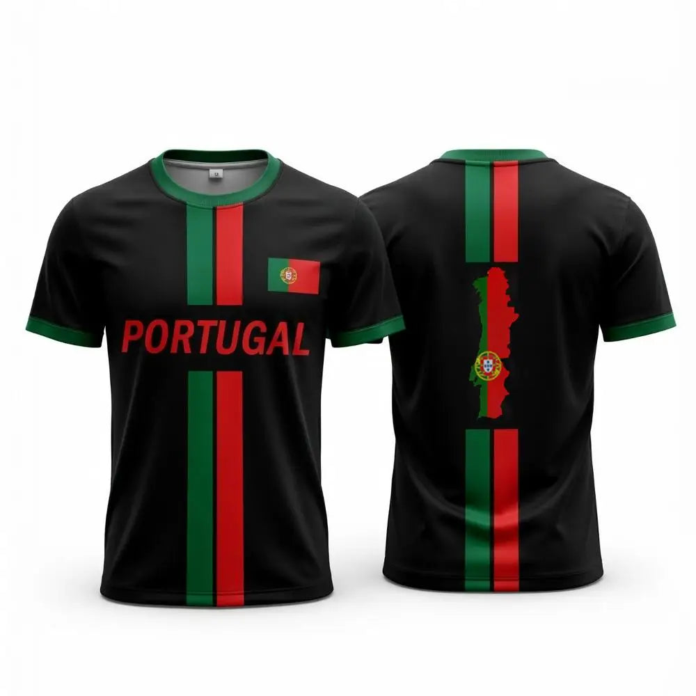 Portugal Flag 3D Printed Jersey Summer Outdoor Breathable Short-sleeved Football Training Top 2026 Men's Fan Gift T-shirt