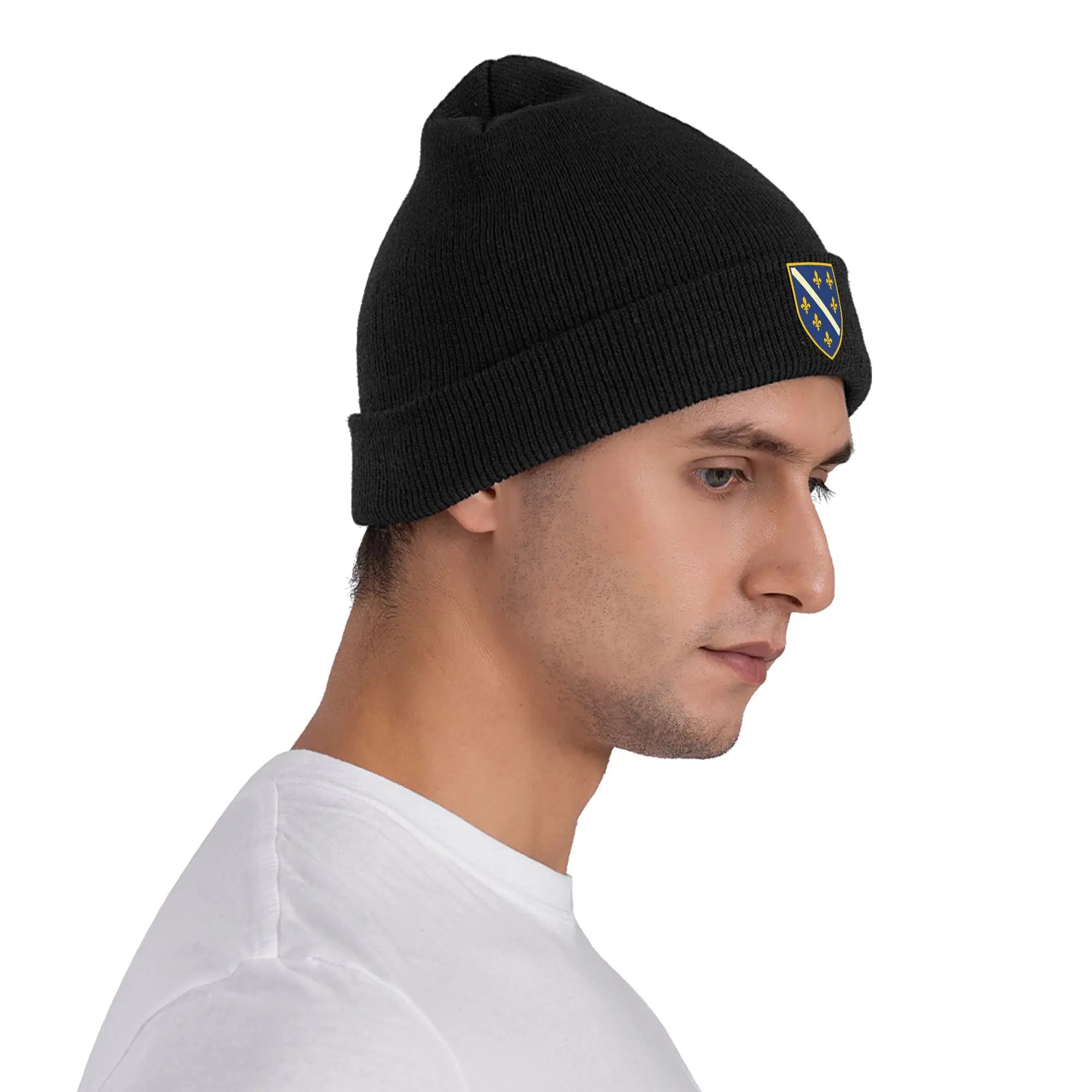 Bosnia and Herzegovina Arms Beanie Hat – Unisex Vintage Knit Cap | Warm Soft Bonnet | Kpop Style Autumn Winter Hat with Bosnia Flag Design
