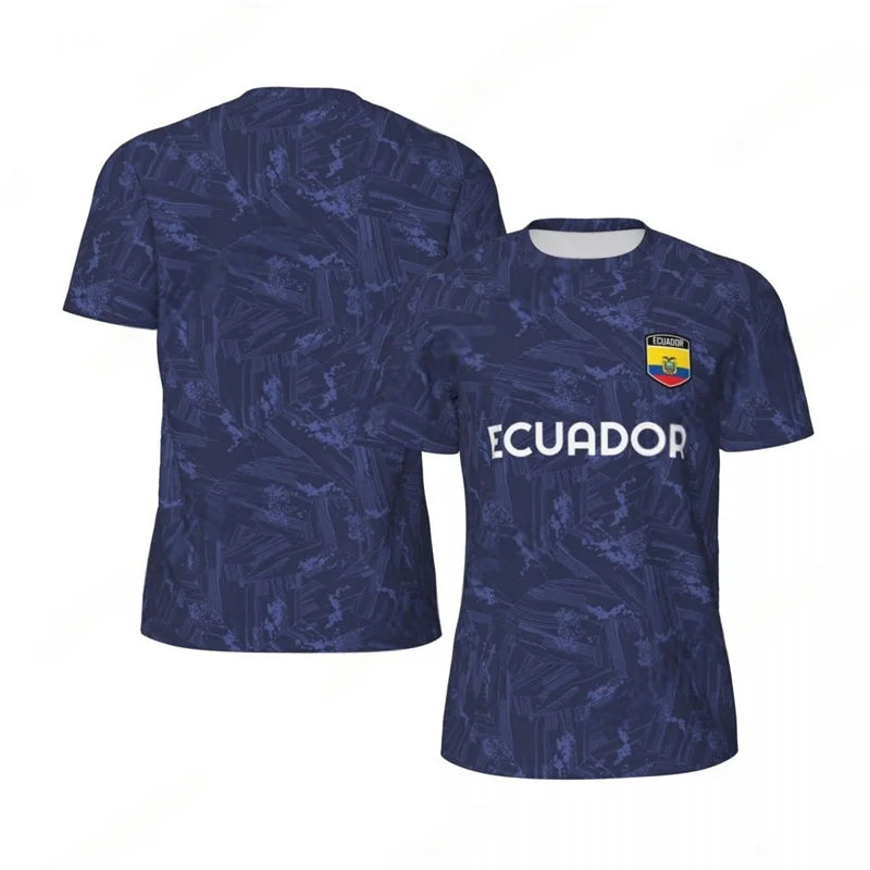 Ecuador Pattern Football T Shirt Men Summer Loose Soccer Running Short Sleeves Tops Tshirt Fashion Sports Football Jersey Tees