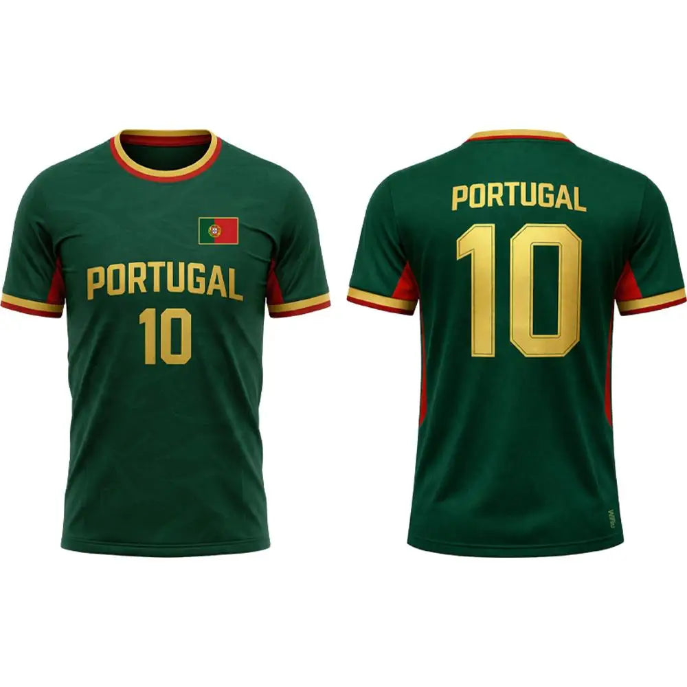 Portugal Flag Print T-shirt Summer Football Training Uniform Men's And Women's Outdoor Breathable Quick-Drying Jersey Gift Top