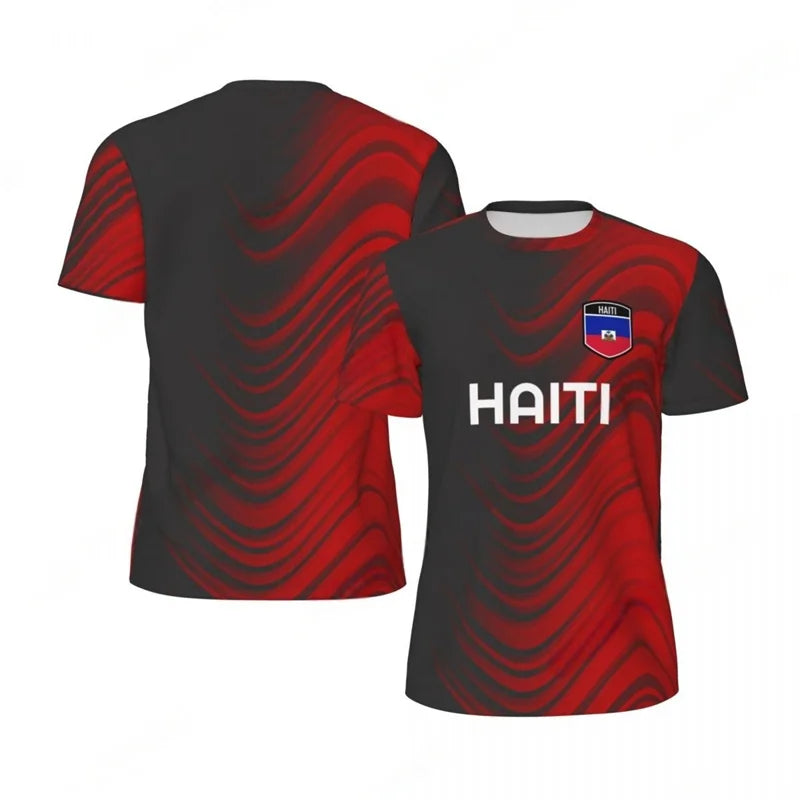 Haiti Flag Football T-shirt Men 3D Printed T Shirt Boys Fashion O'neck Short Sleeve Soccer Tshirt Breathable Sports Loose Tees