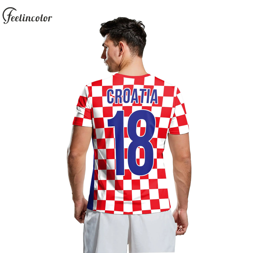 2026 Jersery Croatia T-Shirt for Men HR Flag Tee Shirts Fashion 18 Soccer Top Red White Grids Football Jerseys Unisex Clothing