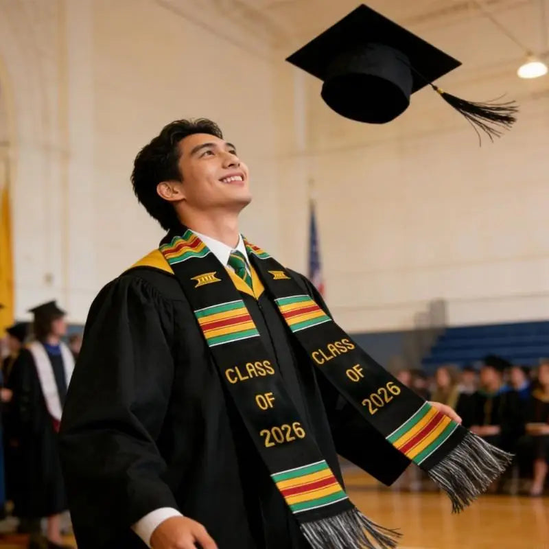 Graduation Stole Class of 2026 – Premium Graduation Sash / Graduation Gown Sash (Kente Style Honor Stole for College & High School Graduates)