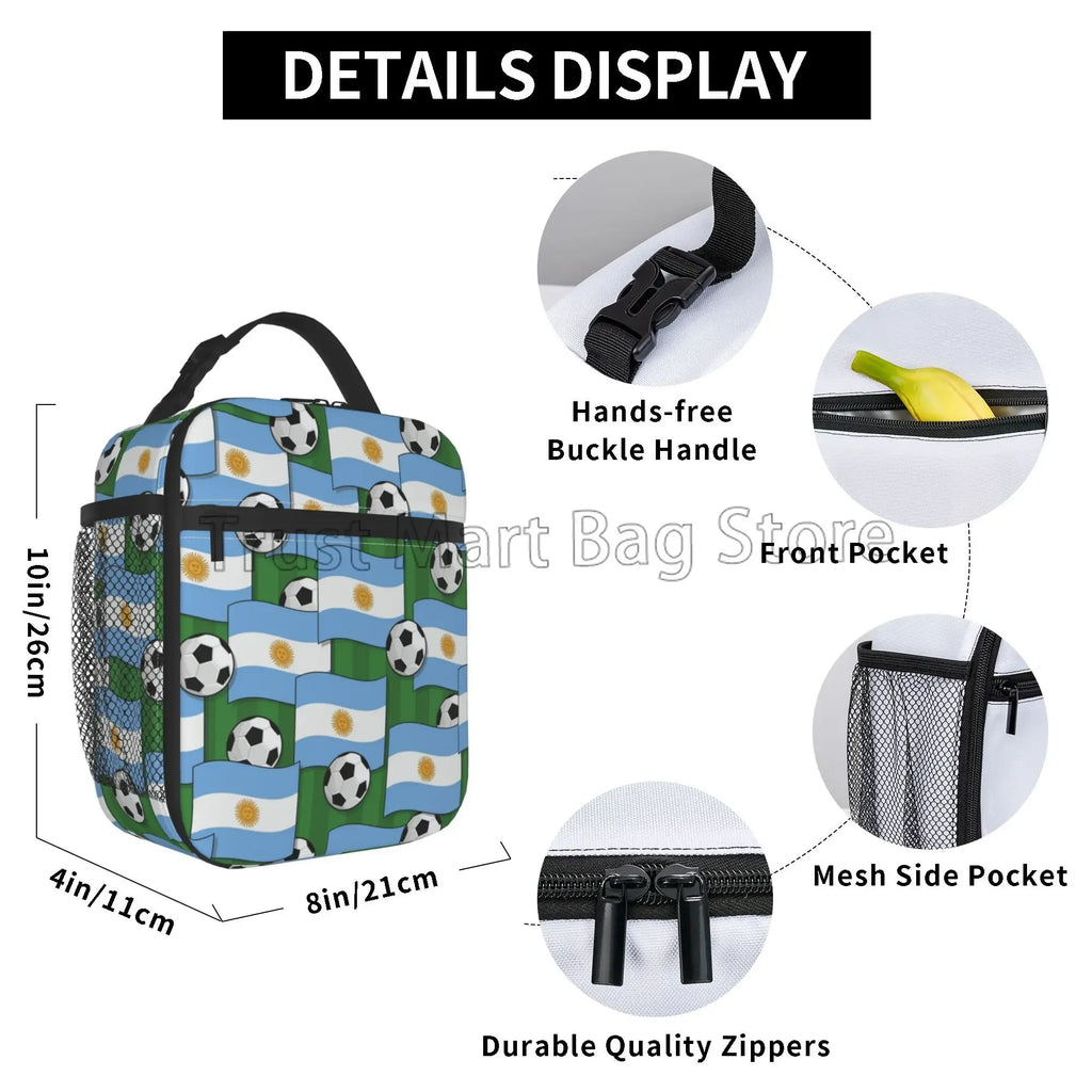 Argentina Flag Insulated Lunch Bag – Waterproof Thermal Bento Cooler Tote | Portable Reusable Picnic Lunch Box