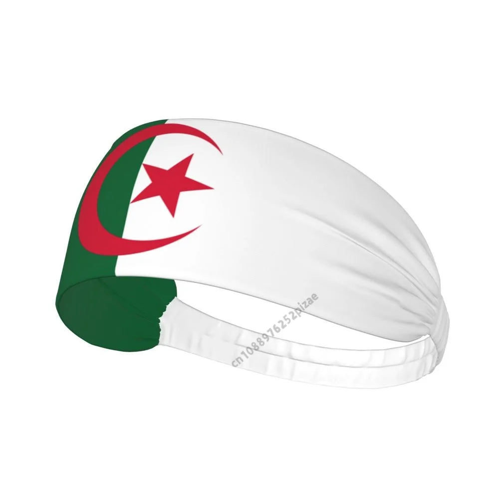 Algeria Flag Sports Headband – Wide Elastic Hair Band for Men & Women | Yoga, Running, Fitness & Gym