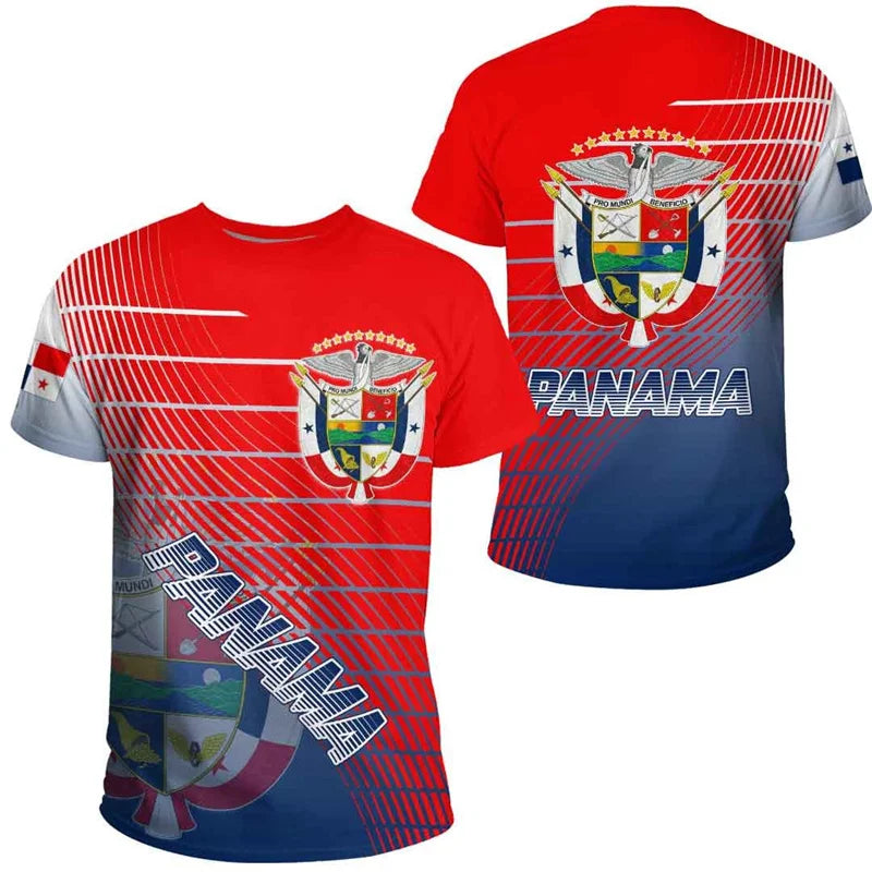 Fashion Panama Flag Pattern T Shirt For Men Sports Gym T-shirt Tops Summer Street 3D Printed Short Sleeves Casual Loose Tees