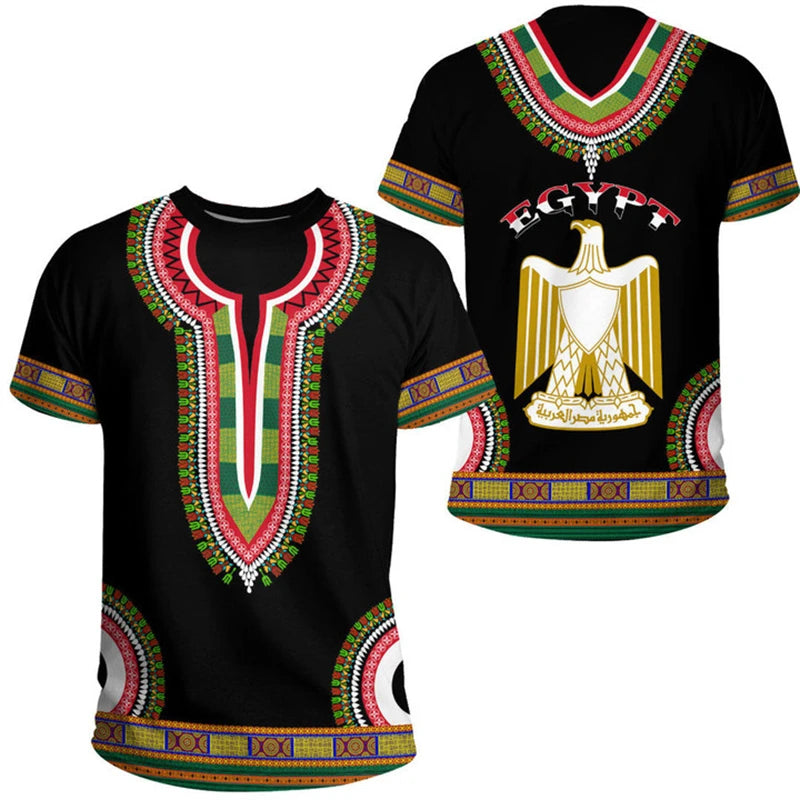 Egypt Flag T-shirt For Men Women 3D Printed Egyptian National Emblem Casual Loose Tops Short Sleeve Round Football Sports Tee