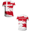 Camiseta Masculina com Design Original com Tema da Bandeira Suíça, Camisa de Futebol de Treino ao Ar Livre 3D de Secagem Rápida e Respirável
