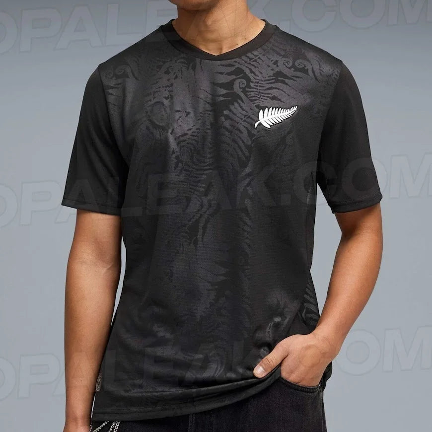 2026 Men's New Zealand Soccer Jersey Black Fern Pattern Silver Fern Logo Football Shirt All Blacks Style Fan Jersey