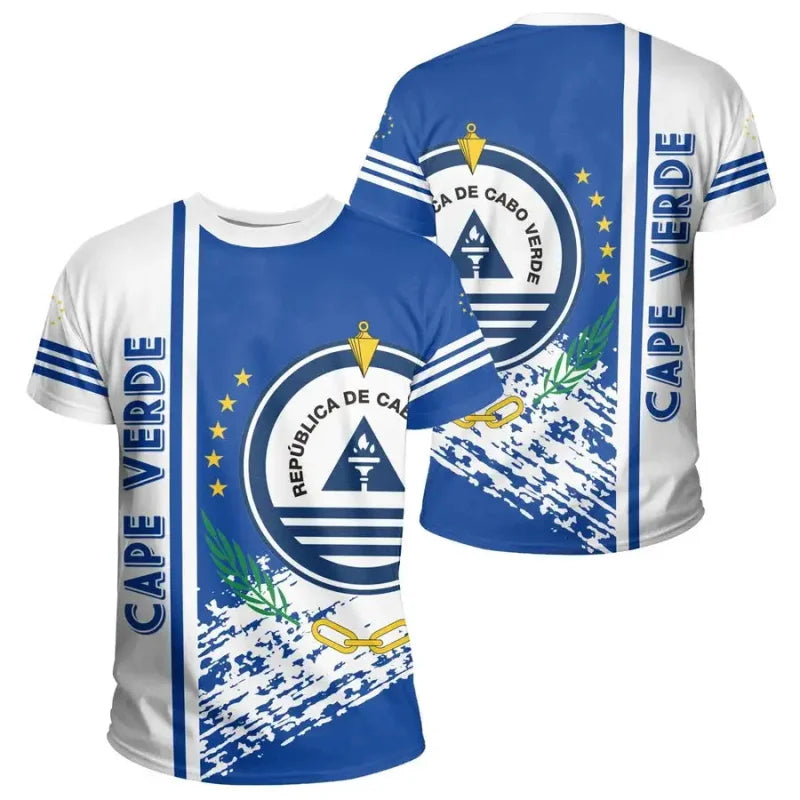 Cape Verde National Flag Emblem Print T-shirt For Men Vert Caboverde Short Sleeve T Shirt Bandana Vert Celebration Tees Top