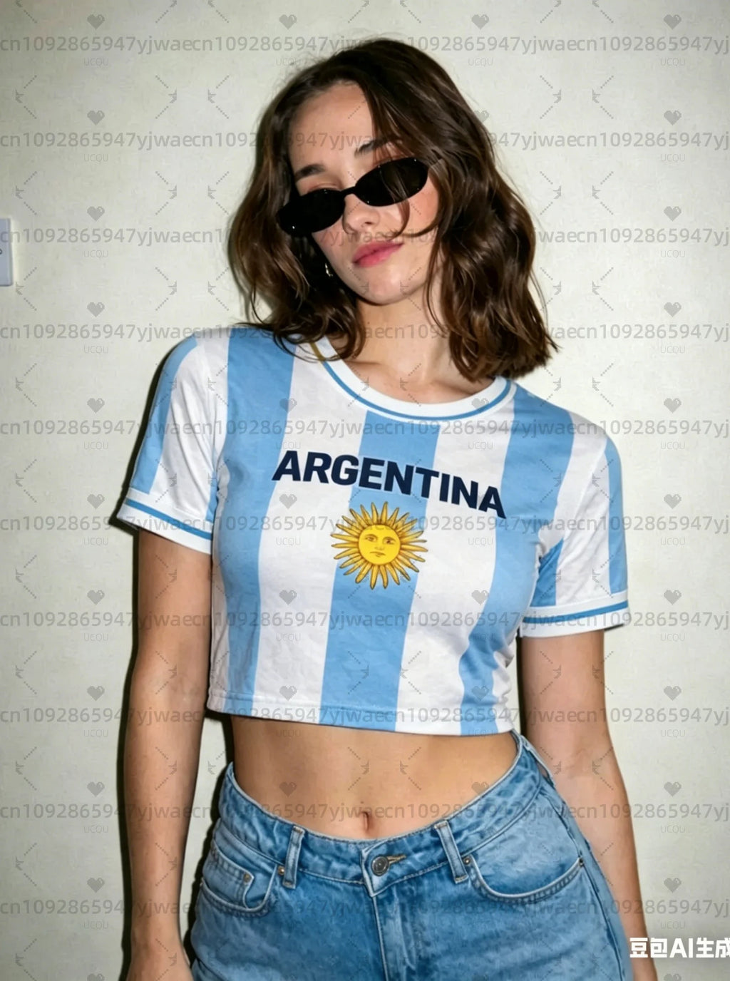 Argentina 2026 Women’s Football Jersey Crop Top – Flag Print Cheerleader Style Sleeveless Tee | Casual Summer Streetwear for Soccer Fans