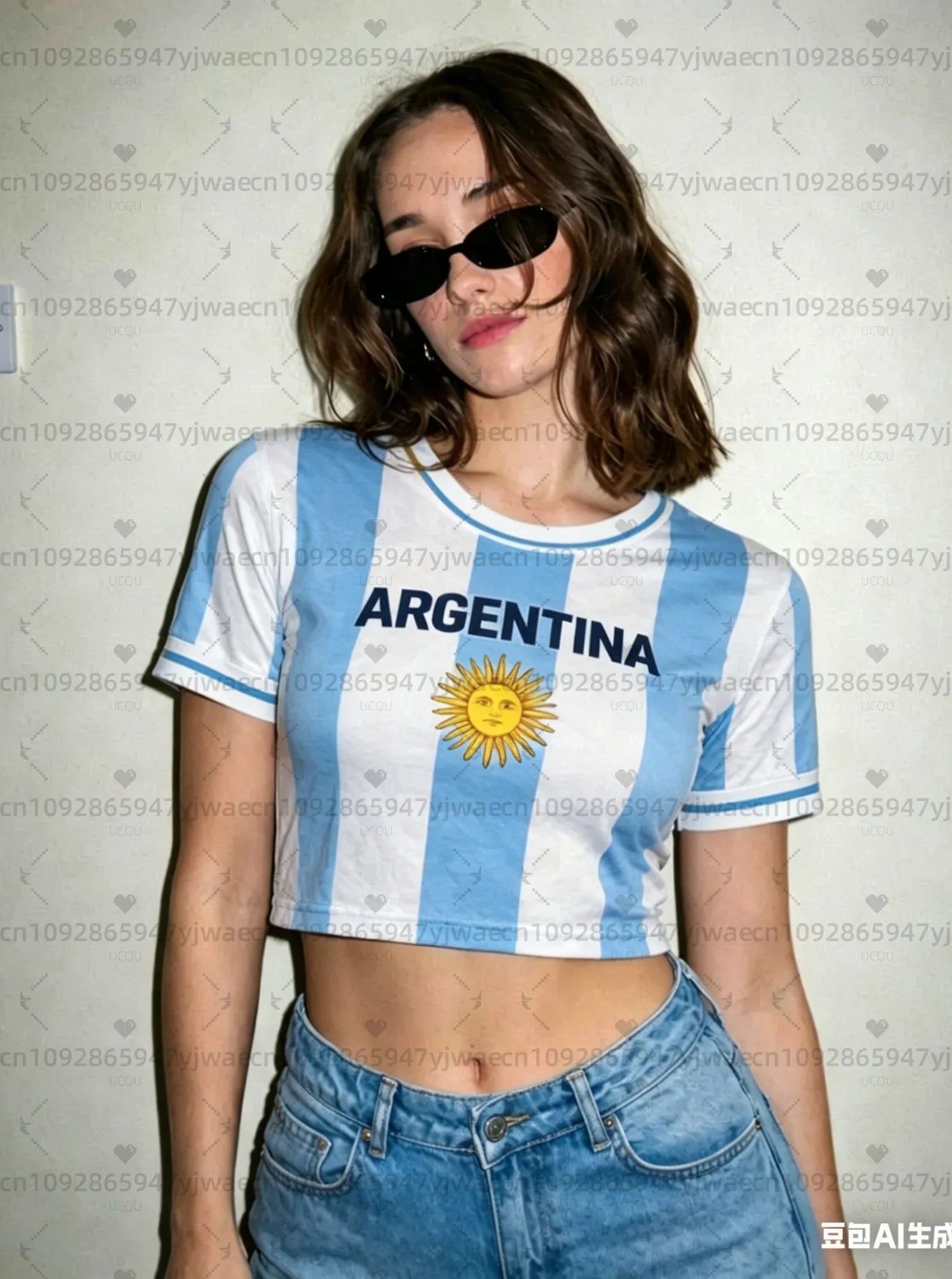Argentina 2026 Women’s Football Jersey Crop Top – Flag Print Cheerleader Style Sleeveless Tee | Casual Summer Streetwear for Soccer Fans