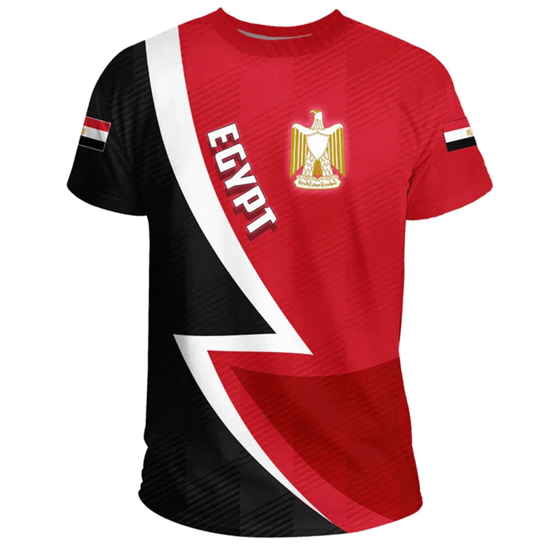 Egypt Flag T-shirt For Men Women 3D Printed Egyptian National Emblem Casual Loose Tops Short Sleeve Round Football Sports Tee