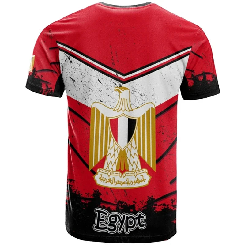 Egypt Flag Men's T-shirt 3D Printed Egyptian EG National Emblem Tops Short Sleeve O-Neck Oversized Sports Tee Shirts Clothing