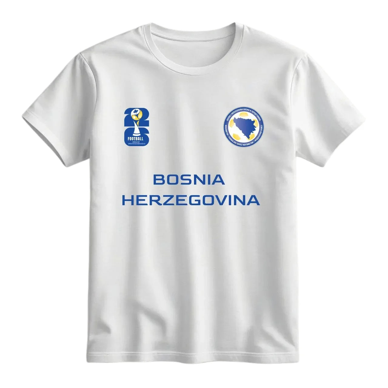 Bosnia and Herzegovina Football Fan T-Shirt – Bosnia and Herzegovina Flag Tee for Men & Women | Summer Cotton Casual Round Neck Shirt | FIFA World Cup Games & 2026 Groups Supporter Wear