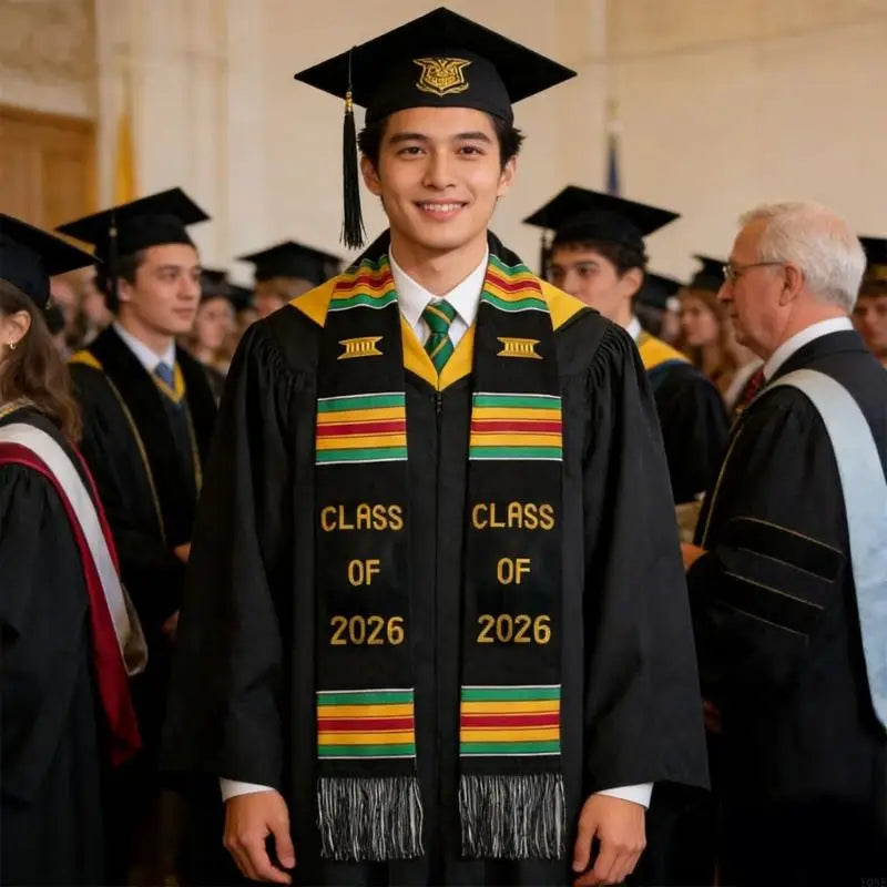 Graduation Stole Class of 2026 – Premium Graduation Sash / Graduation Gown Sash (Kente Style Honor Stole for College & High School Graduates)