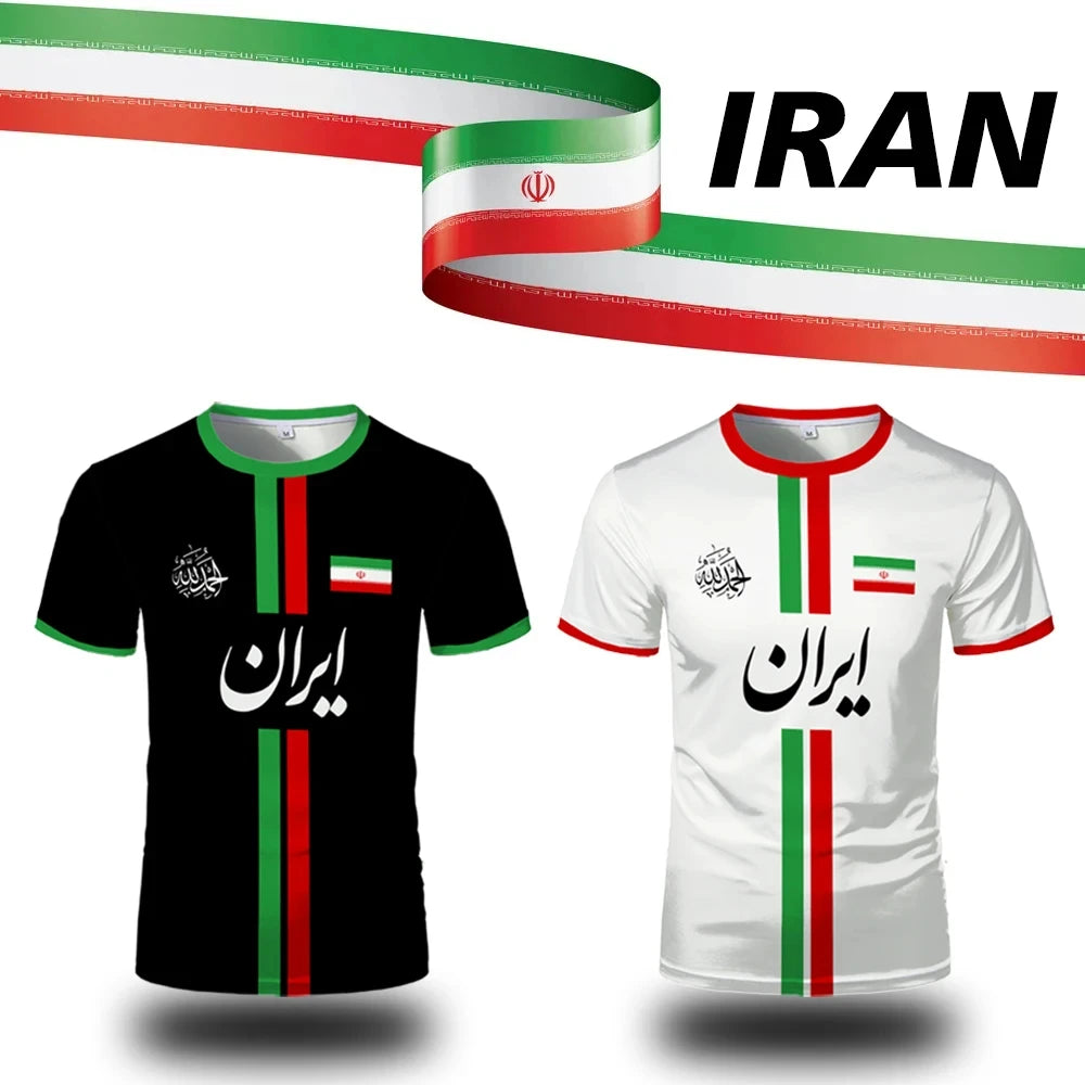Iran Map T-Shirt Men Women Iranian Flag Persian Calligraphy Graphic Tee Football team uniform - Summer casual sports fashion