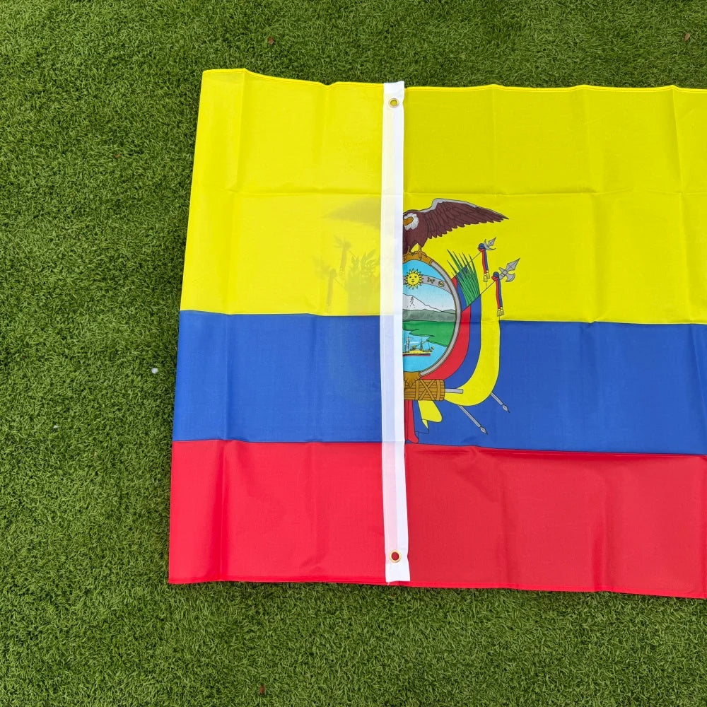 Ecuador Flag 150x90cm 3x5 FT Ecuadorian National Flag with Coat of Arms Polyester Double Stitched Outdoor Indoor Decoration