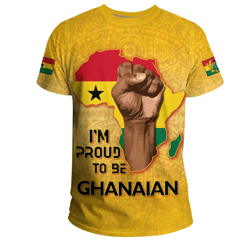Camiseta masculina com estampa da bandeira e emblema de Gana africana, camiseta de time de futebol, camiseta de treino esportivo de verão ao ar livre