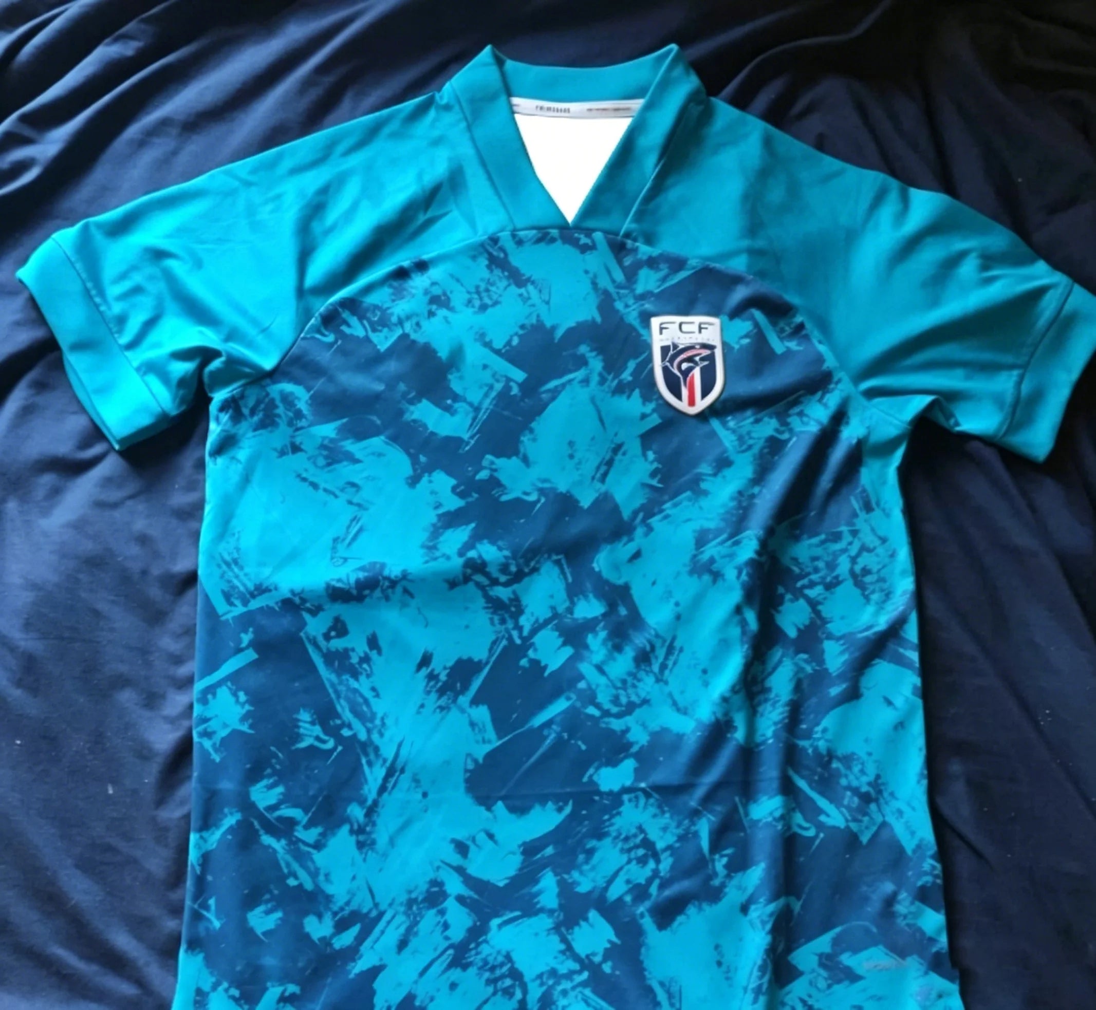 Cape Verde Style Football Jersey, Teal Abstract Graphic Soccer Shirt, Lightweight Breathable Sports Top for Men & Collectors