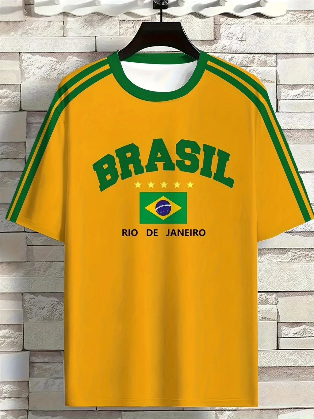Brazil Football T-Shirt Men – Brazil Jersey Style Crewneck Tee | Casual Summer Short Sleeve Shirt | Brazil World Cup 2026 Fan Top