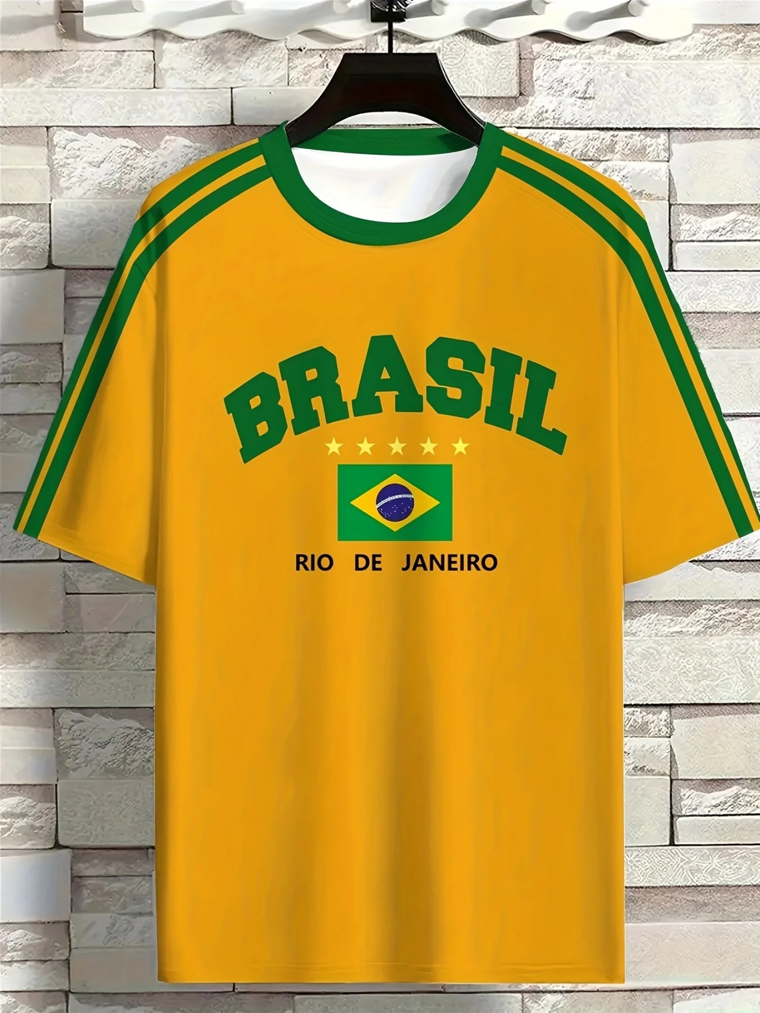 Brazil Football T-Shirt Men – Brazil Jersey Style Crewneck Tee | Casual Summer Short Sleeve Shirt | Brazil World Cup 2026 Fan Top