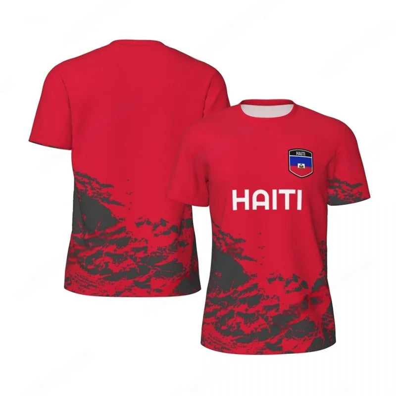 Haiti Flag Football T-shirt Men 3D Printed T Shirt Boys Fashion O'neck Short Sleeve Soccer Tshirt Breathable Sports Loose Tees