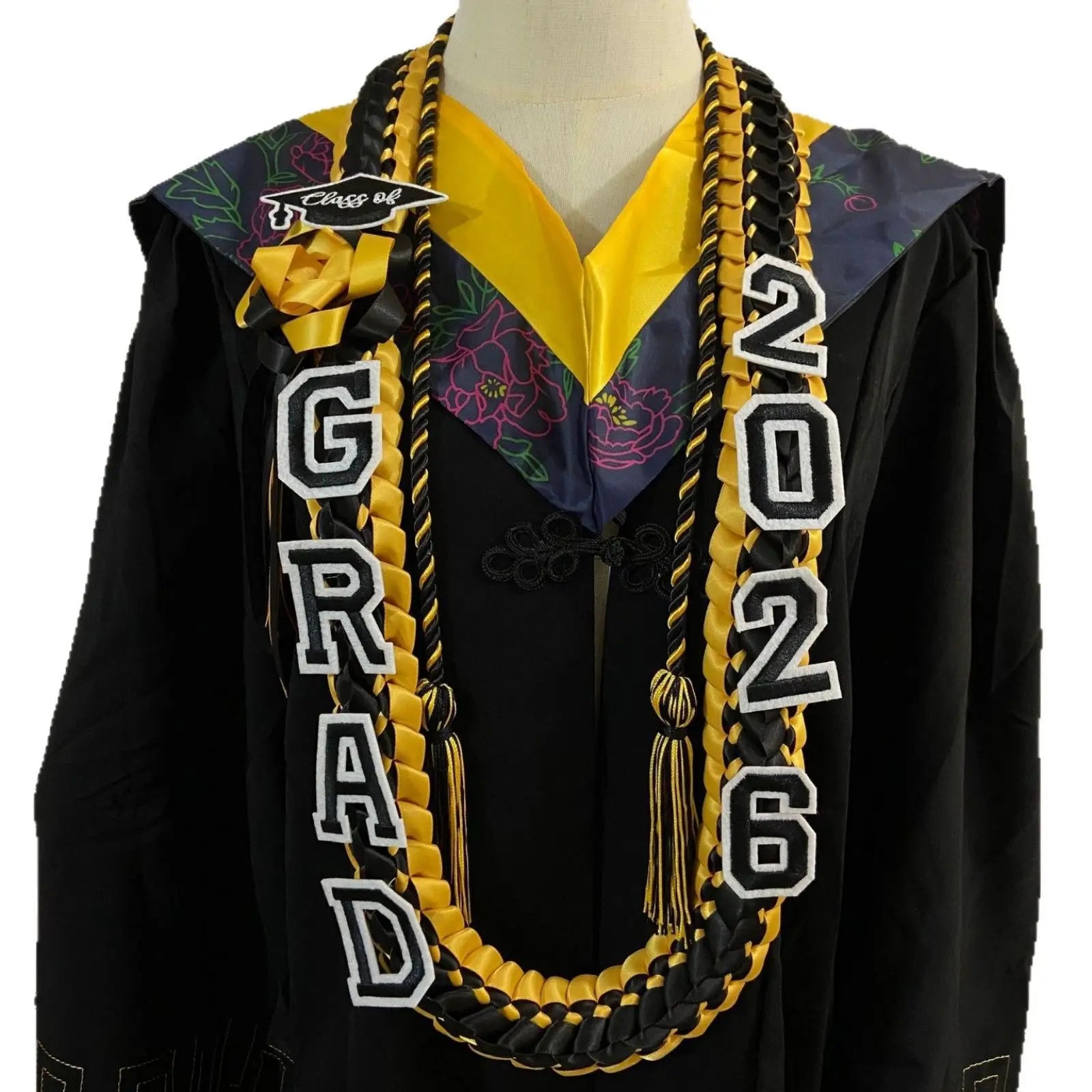 Floral Graduation Sash & Stole – Elegant Graduation Gown Sash for College & University Ceremonies