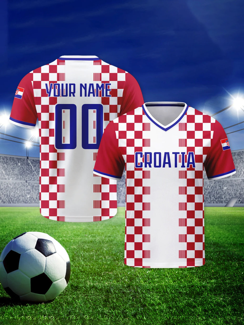 Custom Croatia Soccer Jersey Personalized Name Number Breathable V-neck Football National Team Shirt for Men Youth Women