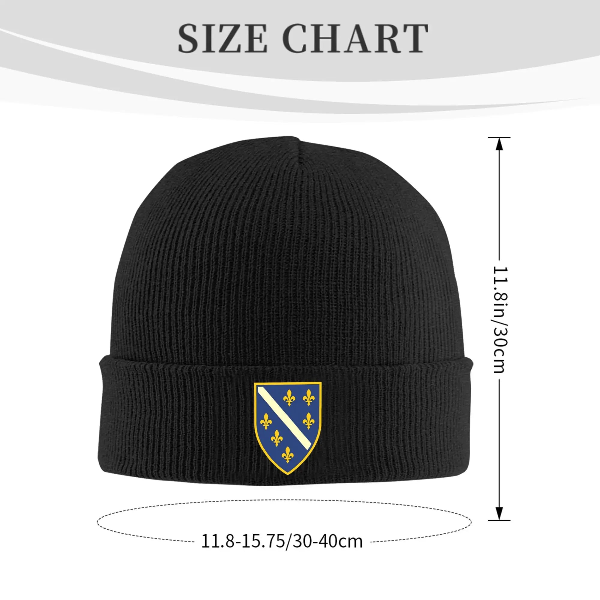 Bosnia and Herzegovina Arms Beanie Hat – Unisex Vintage Knit Cap | Warm Soft Bonnet | Kpop Style Autumn Winter Hat with Bosnia Flag Design