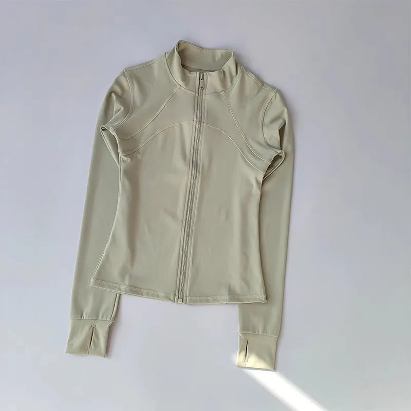 Women’s Sports Jacket Long Sleeve Quick Dry Gym Jacket Fitness Workout Running Training Zip Up Sportswear Coat